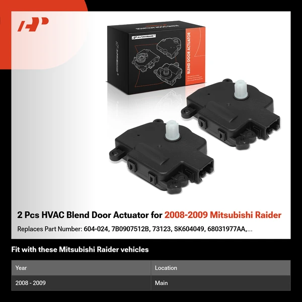 2 Pcs HVAC Blend Door Actuator for 2008-2009 Mitsubishi Raider