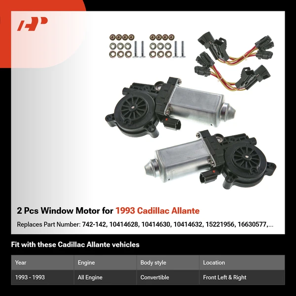 2 Pcs Window Motor for 1993 Cadillac Allante