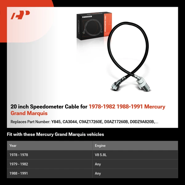 20 inch Speedometer Cable for 1978-1982 1988-1991 Mercury Grand Marquis