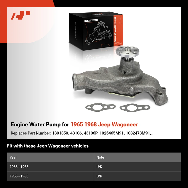 Engine Water Pump for 1965 1968 Jeep Wagoneer