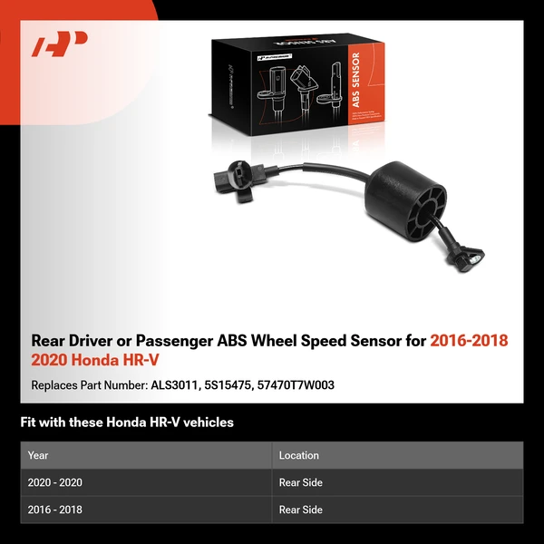 Rear Driver or Passenger ABS Wheel Speed Sensor for 2016-2018 2020 Honda HR-V
