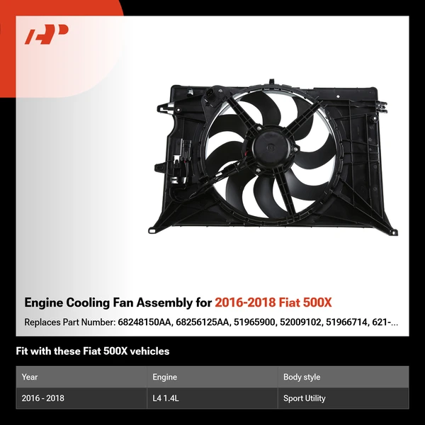 Engine Cooling Fan Assembly for 2016-2018 Fiat 500X
