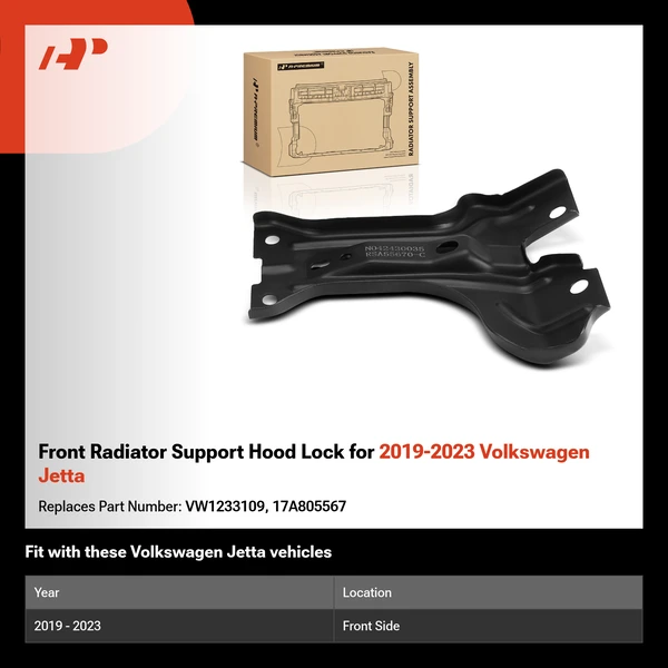 Front Radiator Support Hood Lock for 2019-2023 Volkswagen Jetta