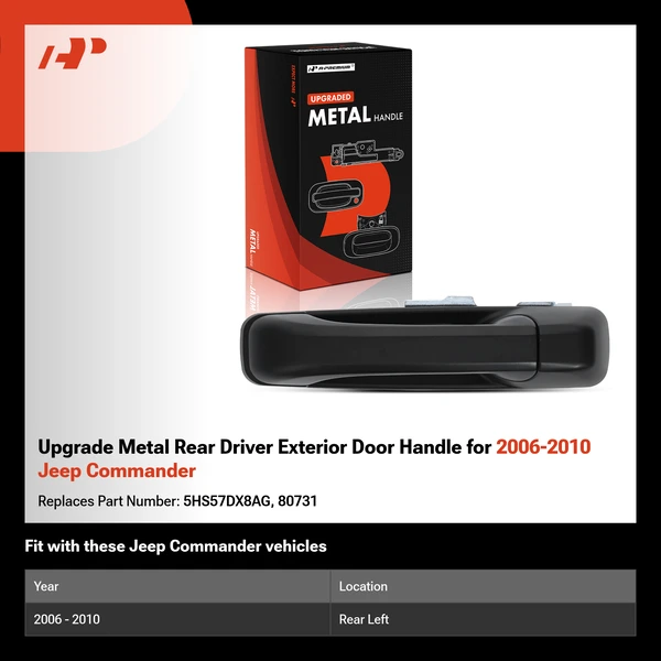 Upgrade Metal Rear Driver Exterior Door Handle for 2006-2010 Jeep Commander