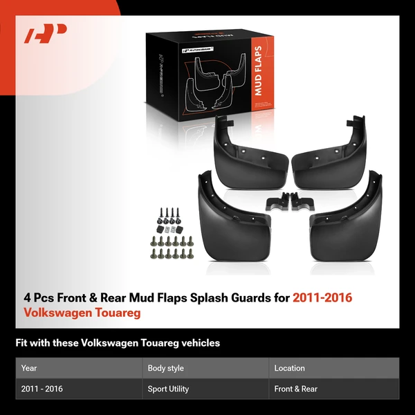 4 Pcs Front & Rear Mud Flaps Splash Guards for 2011-2016 Volkswagen Touareg