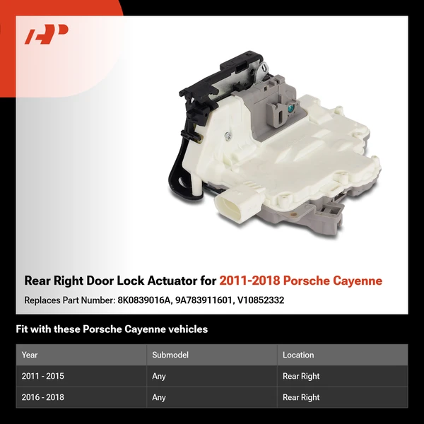 Rear Right Door Lock Actuator for 2011-2018 Porsche Cayenne