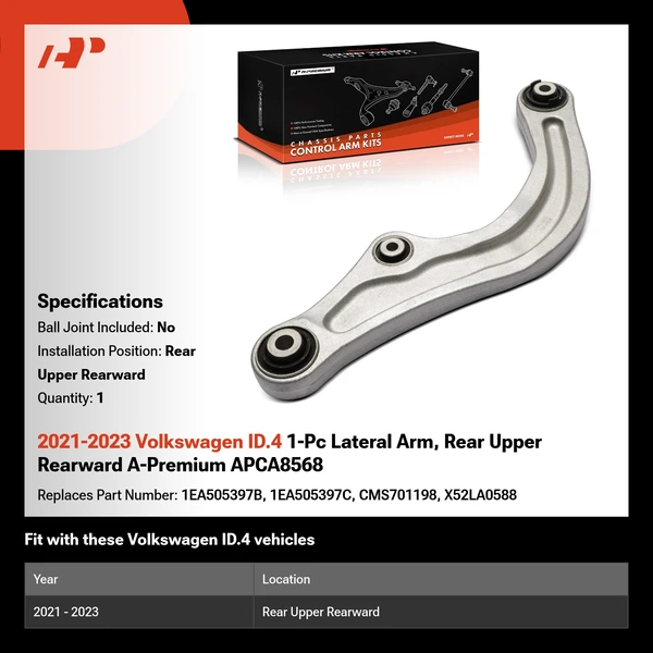 2021-2023 Volkswagen ID.4 1-Pc Lateral Arm, Rear Upper Rearward A-Premium APCA8568
