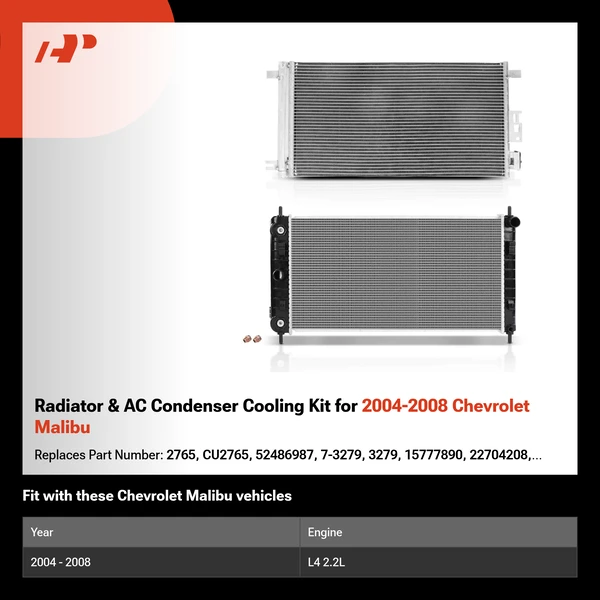 Radiator & AC Condenser Cooling Kit for 2004-2008 Chevrolet Malibu