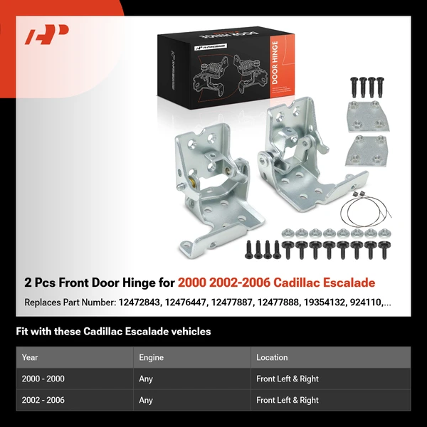 2 Pcs Front Door Hinge for 2000 2002-2006 Cadillac Escalade