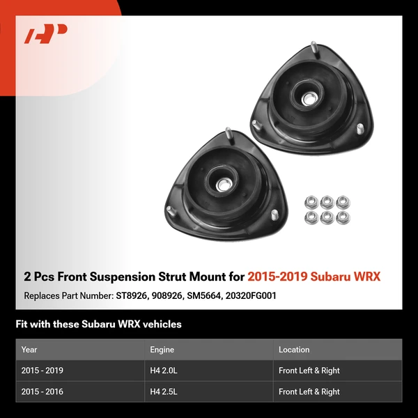 2 Pcs Front Suspension Strut Mount for 2015-2019 Subaru WRX