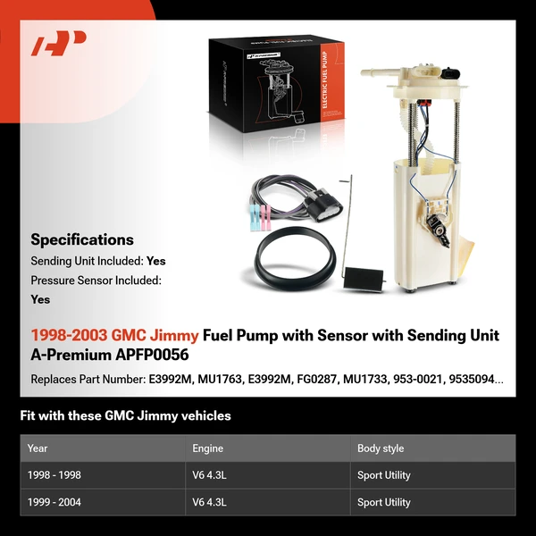 1998-2003 GMC Jimmy Fuel Pump with Sensor with Sending Unit A-Premium APFP0056