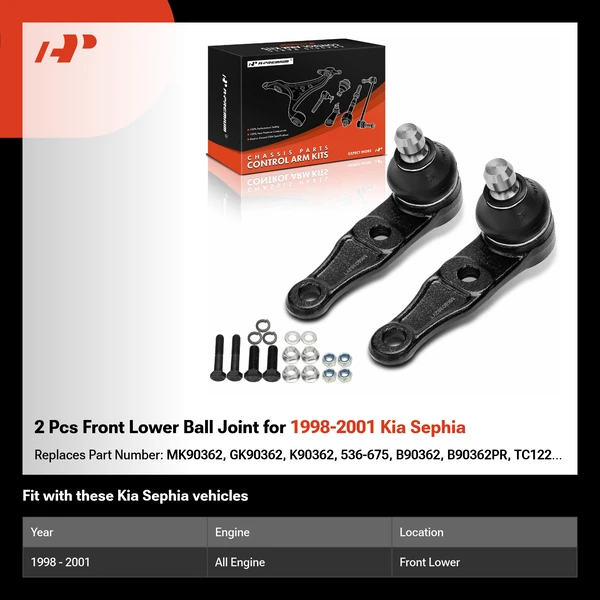 2 Pcs Front Lower Ball Joint for 1998-2001 Kia Sephia