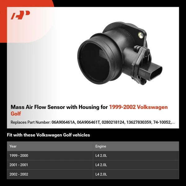 Mass Air Flow Sensor with Housing for 1999-2002 Volkswagen Golf