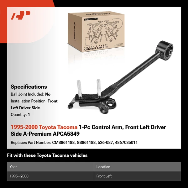 1995-2000 Toyota Tacoma 1-Pc Control Arm, Front Left Driver Side A-Premium APCA5849