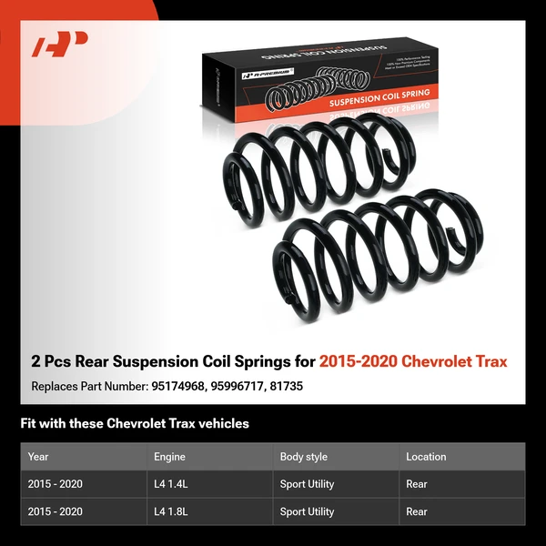 2 Pcs Rear Suspension Coil Springs for 2015-2020 Chevrolet Trax