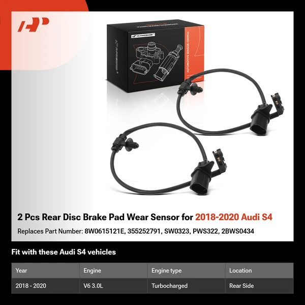 2 Pcs Rear Disc Brake Pad Wear Sensor for 2018-2020 Audi S4