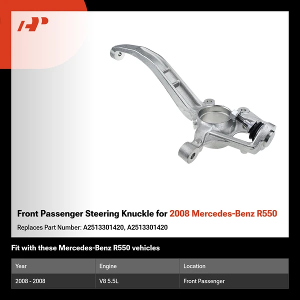 Front Passenger Steering Knuckle for 2008 Mercedes-Benz R550
