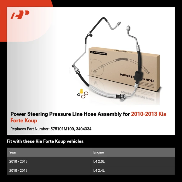 Power Steering Pressure Line Hose Assembly for 2010-2013 Kia Forte Koup