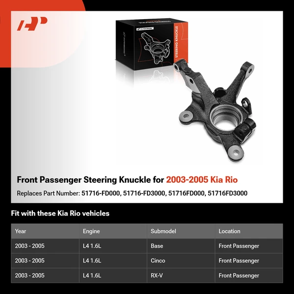 Front Passenger Steering Knuckle for 2003-2005 Kia Rio