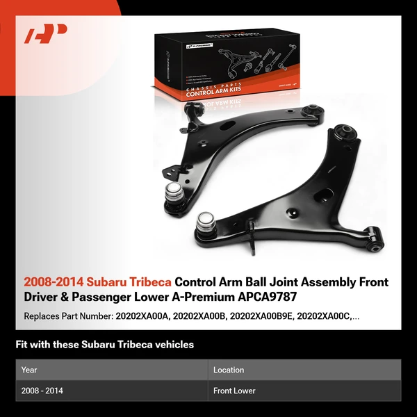 2008-2014 Subaru Tribeca Control Arm Ball Joint Assembly Front Driver & Passenger Lower A-Premium APCA9787