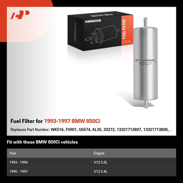 Fuel Filter for 1993-1997 BMW 850Ci