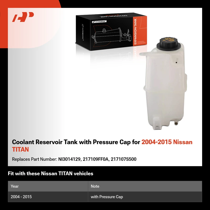 Coolant Reservoir Tank with Pressure Cap for 2004-2015 Nissan TITAN