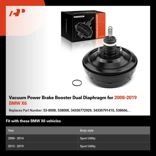 Vacuum Power Brake Booster Dual Diaphragm for 2008-2019 BMW X6