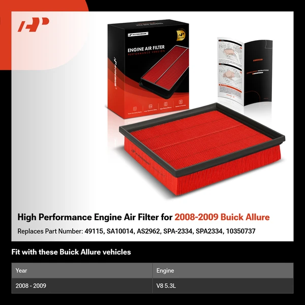 High Performance Engine Air Filter for 2008-2009 Buick Allure