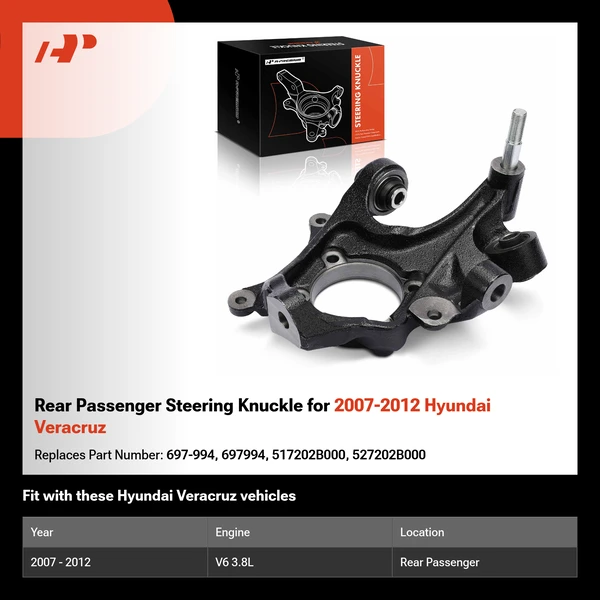 Rear Passenger Steering Knuckle for 2007-2012 Hyundai Veracruz