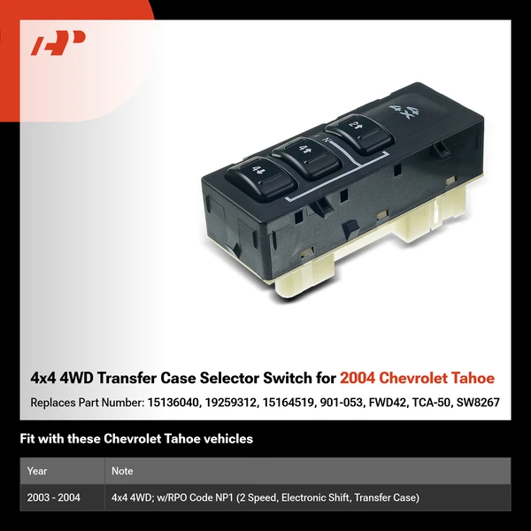 4x4 4WD Transfer Case Selector Switch for 2004 Chevrolet Tahoe
