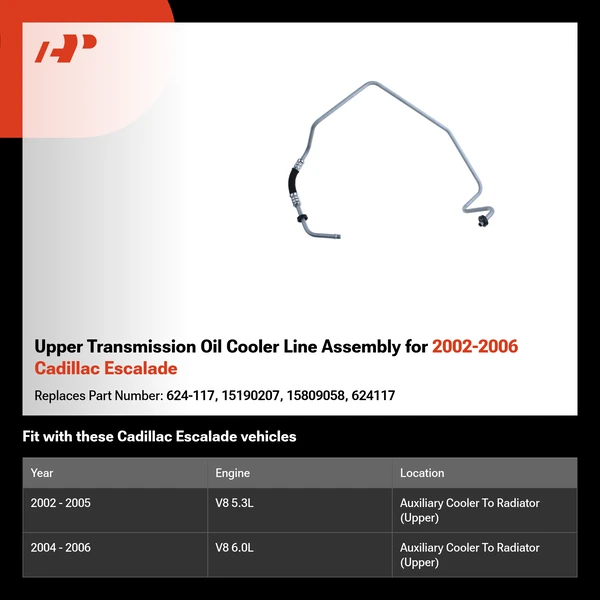 Upper Transmission Oil Cooler Line Assembly for 2002-2006 Cadillac Escalade