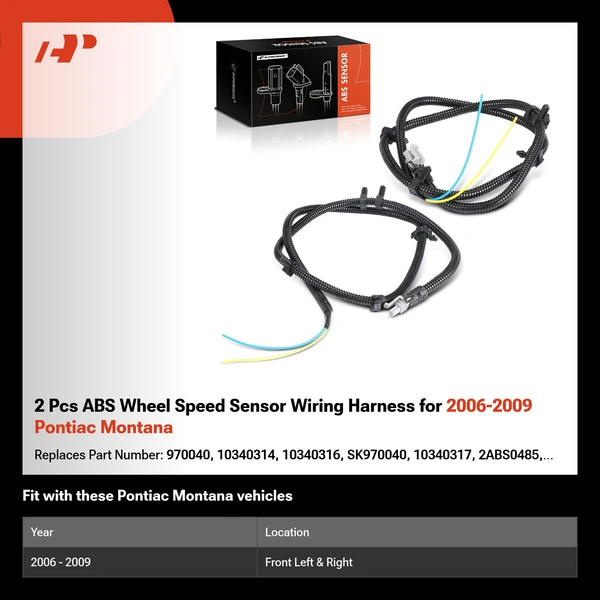 2 Pcs ABS Wheel Speed Sensor Wiring Harness for 2006-2009 Pontiac Montana