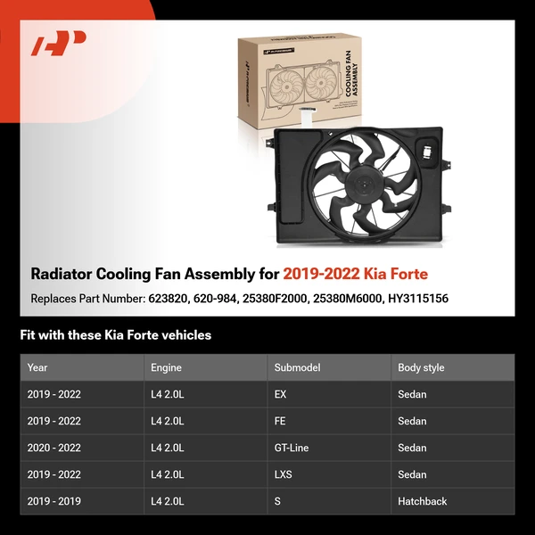 Radiator Cooling Fan Assembly for 2019-2022 Kia Forte
