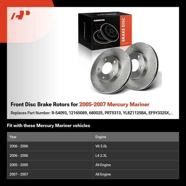 Front Disc Brake Rotors for 2005-2007 Mercury Mariner