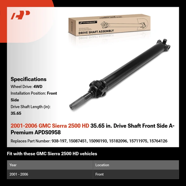 2001-2006 GMC Sierra 2500 HD 35.65 in. Drive Shaft Front Side A-Premium APDS0958