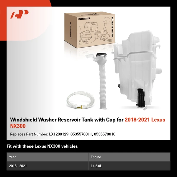 Windshield Washer Reservoir Tank with Cap for 2018-2021 Lexus NX300