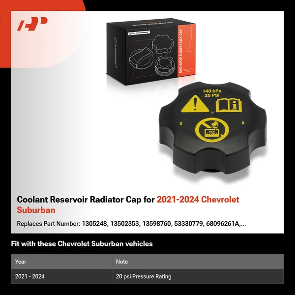 Coolant Reservoir Radiator Cap for 2021-2024 Chevrolet Suburban