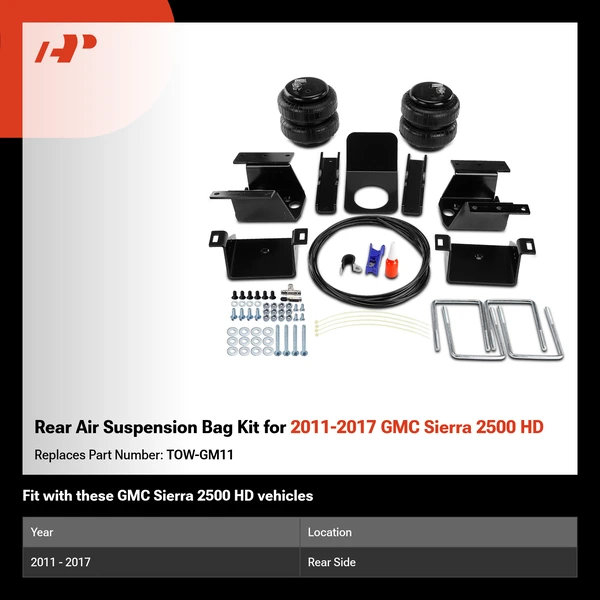 Rear Air Suspension Bag Kit for 2011-2017 GMC Sierra 2500 HD