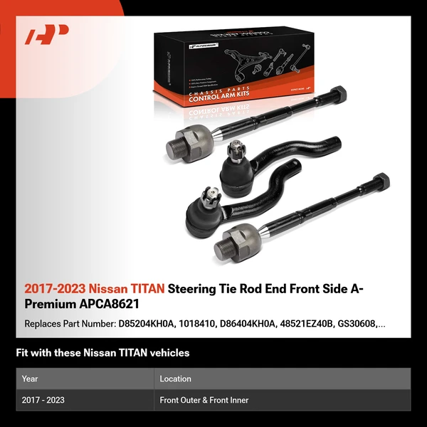 2017-2023 Nissan TITAN Steering Tie Rod End Front Side A-Premium APCA8621