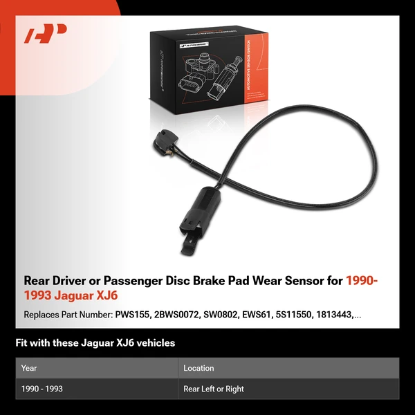 Rear Driver or Passenger Disc Brake Pad Wear Sensor for 1990-1993 Jaguar XJ6