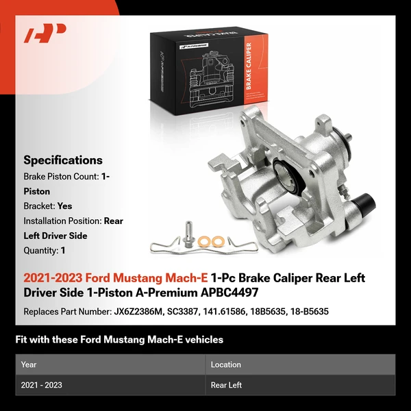 2021-2023 Ford Mustang Mach-E 1-Pc Brake Caliper Rear Left Driver Side 1-Piston A-Premium APBC4497