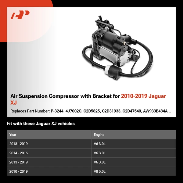 Air Suspension Compressor with Bracket for 2010-2019 Jaguar XJ