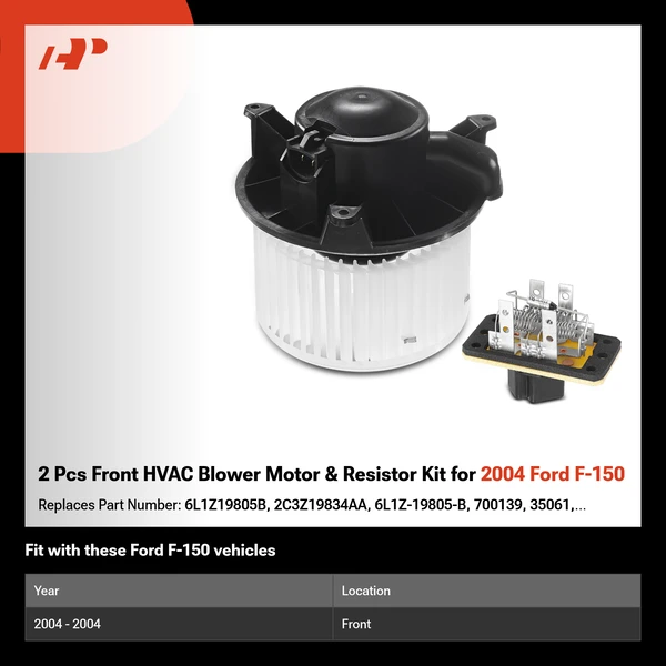 2 Pcs Front HVAC Blower Motor & Resistor Kit for 2004 Ford F-150