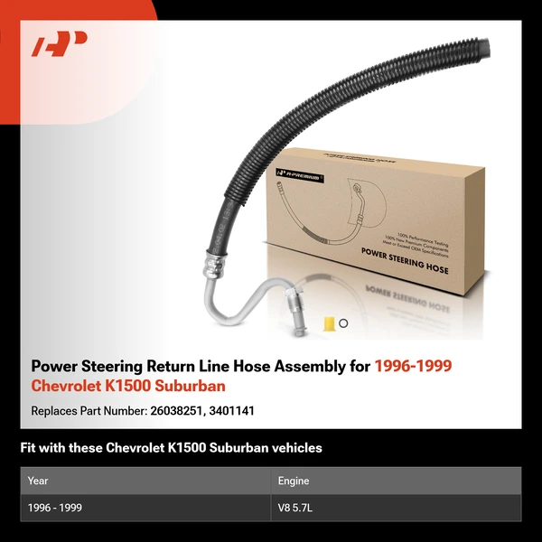Power Steering Return Line Hose Assembly for 1996-1999 Chevrolet K1500 Suburban