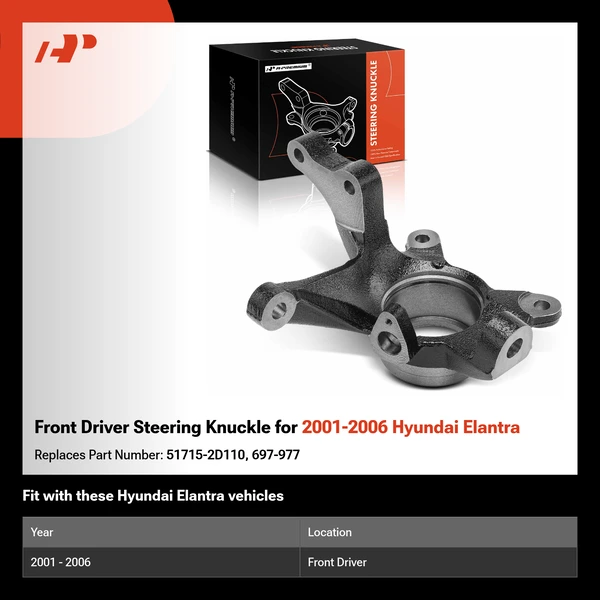 Front Driver Steering Knuckle for 2001-2006 Hyundai Elantra