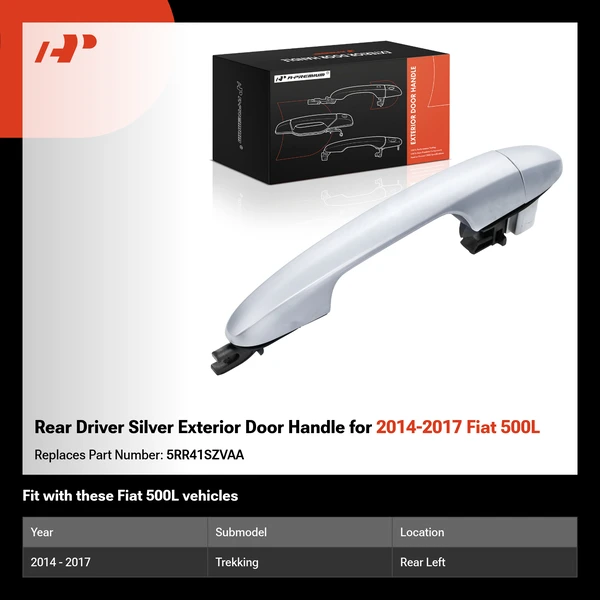 Rear Driver Silver Exterior Door Handle for 2014-2017 Fiat 500L