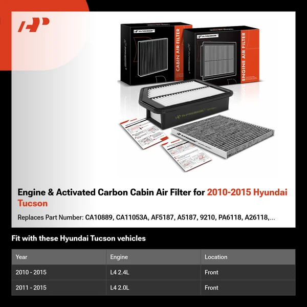 Engine & Activated Carbon Cabin Air Filter for 2010-2015 Hyundai Tucson