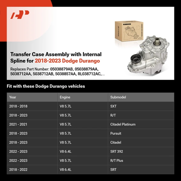 Transfer Case Assembly with Internal Spline for 2018-2023 Dodge Durango