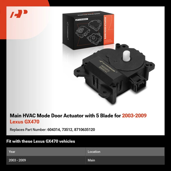 Main HVAC Mode Door Actuator with 5 Blade for 2003-2009 Lexus GX470