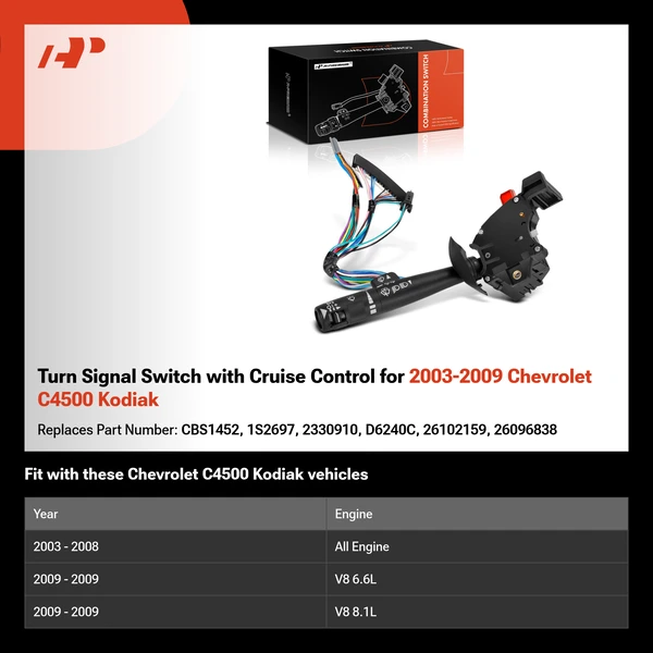 Turn Signal Switch with Cruise Control for 2003-2009 Chevrolet C4500 Kodiak